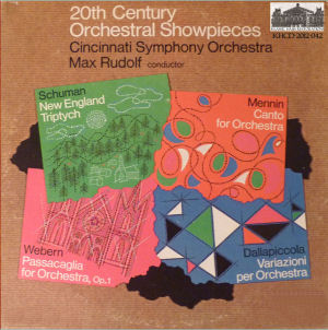 KHCD-2012-042 (STEREO) - Schuman: New England Triptych; Mennin: Canto for Orchestra; Webern: Passcaglia for Orchestra, Op. 1; Dallapiccola: Variazioni per Orchestra - Cincinnati Symphony Orchestra/Max Rudolf - Click for an MP3 sample
